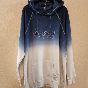 Torrid Blue Dip Dye Happy Hoodie Sz 3 Like New